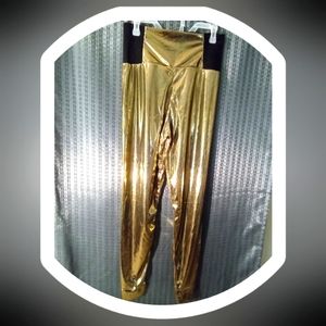 Long Gold and black pants made locally.